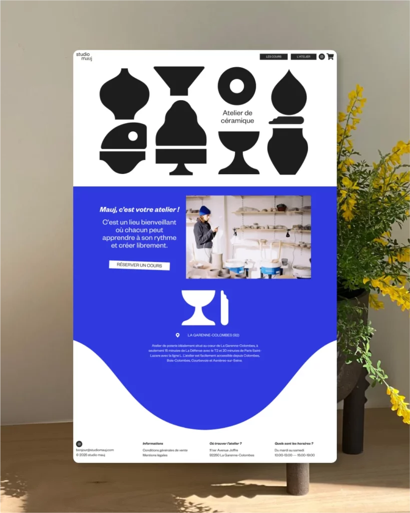site web céramique atelier Studio Mauj graphisme par Studio Aïe