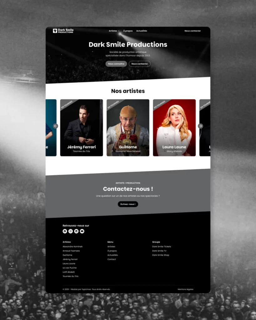 site web dark smile productions identité visuelle