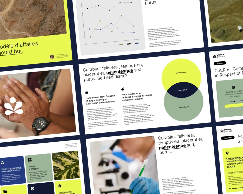 design graphique identité visuelle pour muuta partners site web et présentation web studio aïe