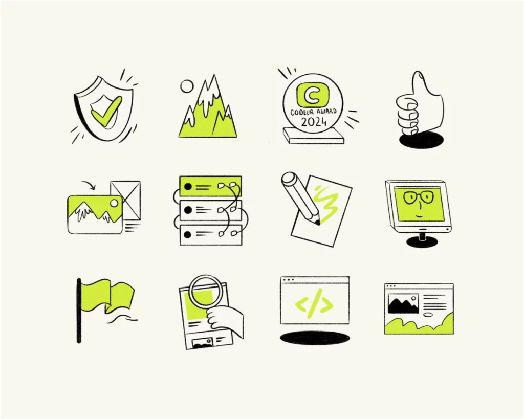 illustrations sur-mesure pour agence digitale seo wordpress par studio aïe