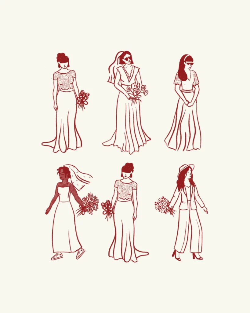 illustrations robes de mariées identité visuelle par studio aïe