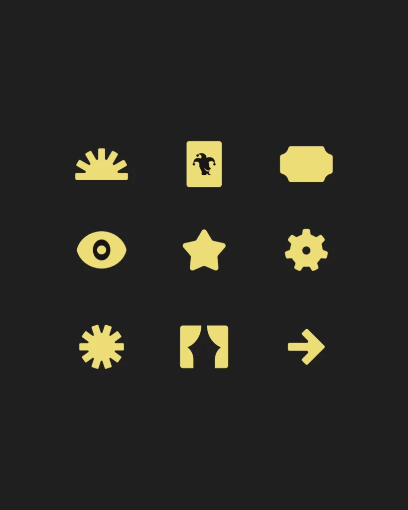 visuels graphiques icônes et pictogrammes branding société de production et organisation de spectacles 