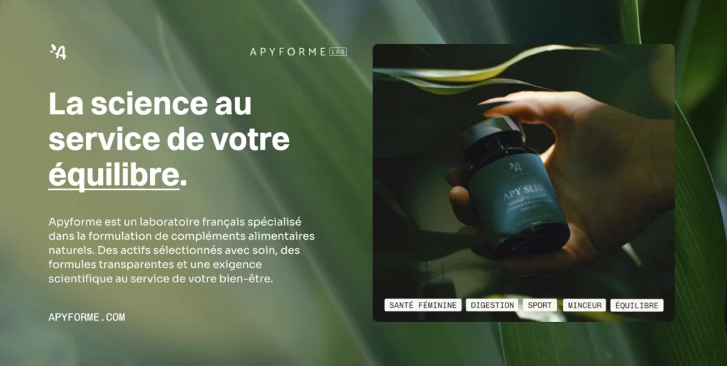 identité et design pour marque de compléments alimentaires apyforme beauté et bien-être