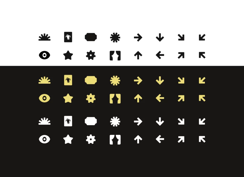 visuels graphiques icônes et pictogrammes branding société de production et organisation de spectacles 